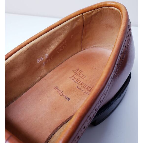 ALLEN EDMONDS BRIDGETON Kiltie Tassel Brogue Loafers Men's Size 8.5D Brown EUC - Picture 11 of 16